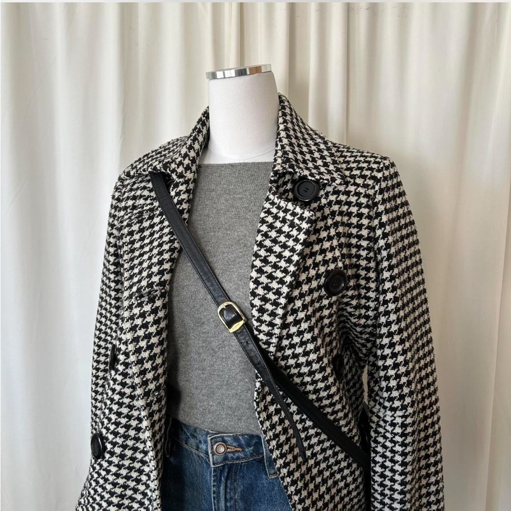 Vintage Y2K Mudd double-breasted Houndstooth Peacoat wool blend size medium - Picture 5 of 8